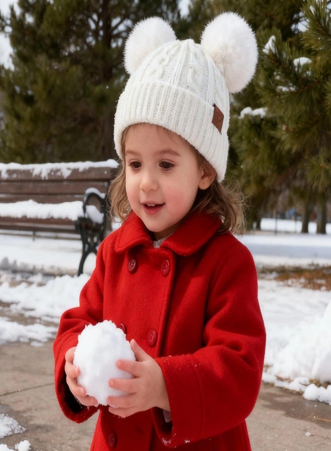 PESAAT Warm Toddler Girl Beanie Knit Winter Hats for Kids Twist Baby Boys Girls Hat 1-4 Years (White) - Image 2
